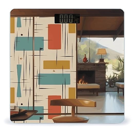 Mid Century ModernScale for Body Weight with LCD High Precision Weighing Scales Fashion Sturdy Tempered Glass Weight Scales Easy-to-Read Digital Bathroom Scale for Daily 400lb