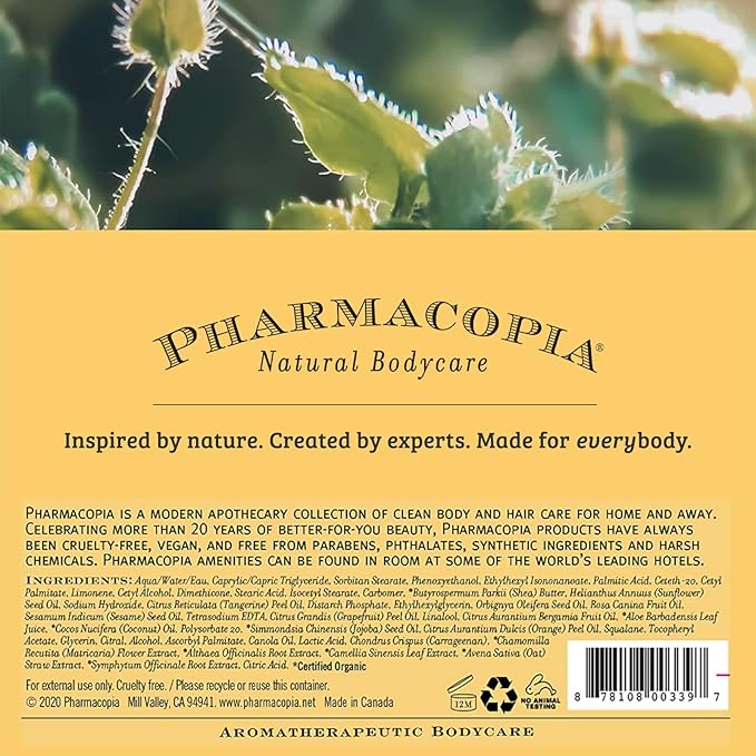 Pharmacopia Citrus Body Wash - Natural Shower Gel Moisturizing and Nourishing Body Cleanser - Infused with Organic Aloe Vera Coconut Oil and Green Tea Extract - Vegan and Cruelty-Free 16 oz
