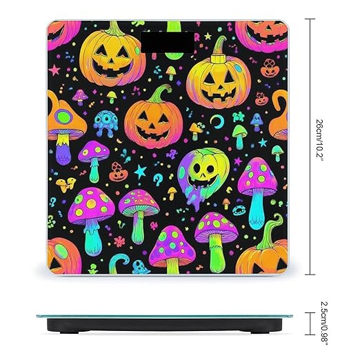 Women's Fashion Automatic Switch Digital Bathroom Weighing Scale Smart Scale Halloween Trippy Mushroom Pumpkin