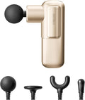 Mini Massage Gun Portable Deep Tissue Percussion Massager with 4 Heads Ultra-Quiet Lightweight 205g for Neck &amp Back Home Office &amp Travel (Gold)