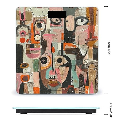 Abstract Style Painting Scale for Body Weight Accurate Digital Bathroom Scale Toughened Glass High Precision Scales Smart Weight Scales with Large LCD Backlight Display Weighing Machine