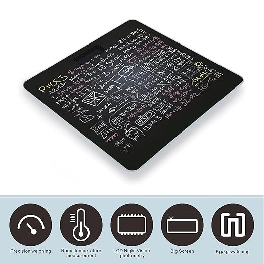 Math Formula Scale for Body Weight High Precision Digital Weight Scales with LCD Display Anti-Slip Sturdy Slim Tempered Glass Bathroom Scale for Home Use