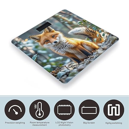 Fox Shape Theme Scale for Body Weight Digital Bathroom Scale Accurate Smart Weight Scales with Large Display Weighing Machine High Precision Scales