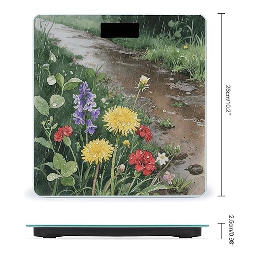 Wildflowers Daisy Weight Scale Large Bathroom Scales Digital Weight with Bright LED Display Non Slip Automatic Weighing Scale Fashion Weighing Machine for Body