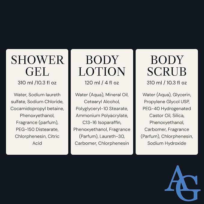 Shower Kit Men Bath and Body Gift Set For Him - Shower Gel Body Scrub &amp Body Cream Sandalwood &amp Cedar Scent 3 pcs 720ml - Skin Care Kit Fathers Day Birthday Idea for Him