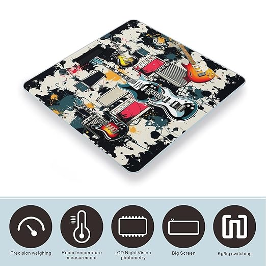 Rock Music Pattern Scale for Body Weight Digital Bathroom Scale Accurate Smart Weight Scales with Large Display Weighing Machine High Precision Scales