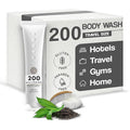 Travel Size Hotel Body Wash 200 Count 1 oz Bottles Guest Amenities for Hotels Vacation Rentals and Short Term Rentals Paraben Free White Tea and Coconut Scent Infused with Aloe and Olive Oil by INFUSE