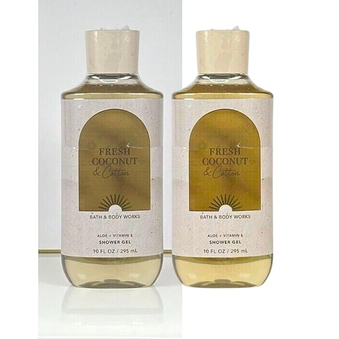 Bath &amp Body Works Shower Gel Gift Set of 2 10oz Each (Fresh Coconut Cotton)