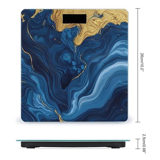 Energy Saving Scale Bathroom Weighing Scale Smart Scale for Body Weight Digital Luxury Marble Texture Gold and Blue