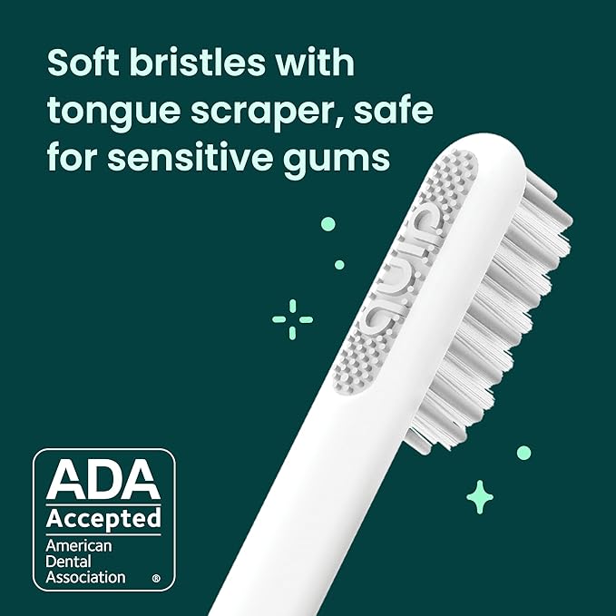 Quip Sonic Electric Toothbrush for Adults - Time Travel &amp Soft Bristles with Travel Case &amp Replacement Brush Head - 3 Month Battery Life Plastic Handle - Magenta