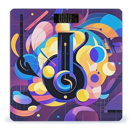 Abstract Music Themed Scale for Body Weight Accurate Digital Bathroom Scale Toughened Glass High Precision Scales Smart Weight Scales with Large LCD Backlight Display Weighing Machine