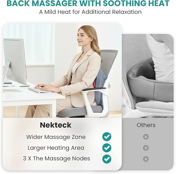 Nekteck Foot Massager with Heat Heated Foot Massager for Plantar Fasciitis Pain Relief and Circulation Shiatus Electric Under Desk Feet Massager Machine Gifts for Men Woman Him Her Mon Birthday