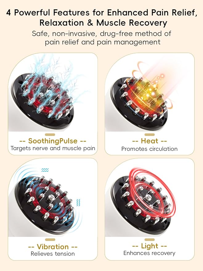 Sciatica Pain Relief Devices – Deep Tissue Massager with Multi-Mode Technology Heat &amp Light Targeted Relief for Sciatic Nerve &amp Lower Back Pain (White)
