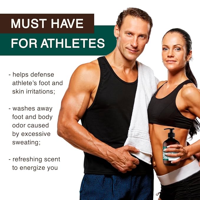 Tea Tree Oil Body Wash and Tea Tree Oil Body Wash with Mint - Helps Athletes Foot - Eczema - Toenail Fungus - Body Odor - For Hydrating Sensitive Skin