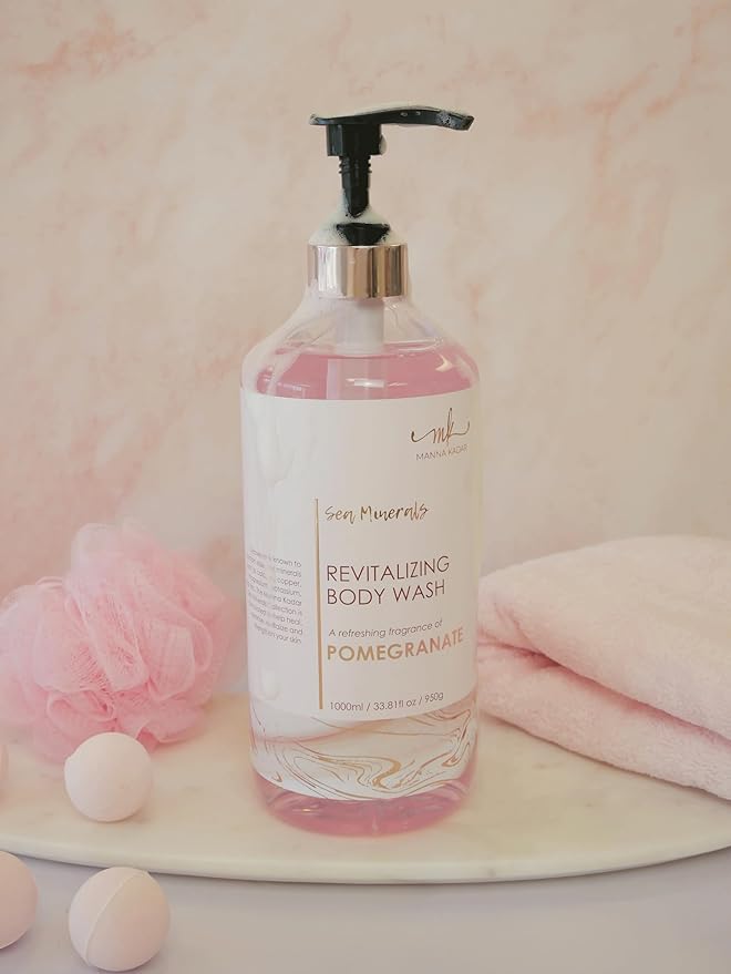Manna Kadar Beauty Dead Sea Minerals Revitalizing Body Wash Pomegranate - Clean Soothe Revitalizes Rejuvenates Skin Hydrates Shower Gel
