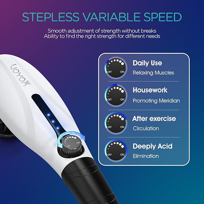 VOYOR-HEALTH Back Massager Handheld for Muscles Relaxation Percussion Massager for Pain Relief Deep TissueVariable Intensity with 5 Multi-Functional Heads for Neck Shoulder Legs