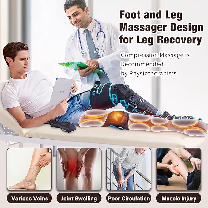 Leg Massager with Air Compression &amp Heat Calf &amp Foot Massager for Circulation and Pain Compression Boots with Video Wearing Guide Update Controller with 6 Modes &amp 3 Heating Levels Gift