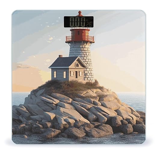3D Seaside Lighthouse Bathroom ScaleHighly Accurate Digital Weighing Machine for People Bright LED Display Weight Scale for The Aldult Home Use
