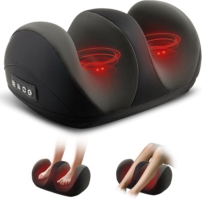 Foot Massager with Heat Shiatsu Kneading Foot and Calf Electric Massager Machine with Roller Massage Feet/Arm/Calf/Ankle for Relax Plantar Fasciitis Pain Relief Gifts for Women &amp Men Black