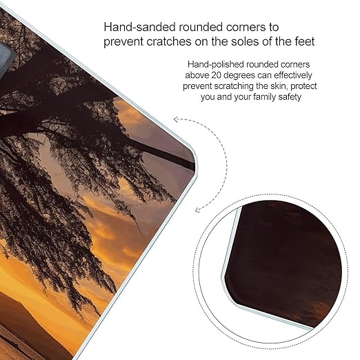 Seashore Trees Sunset Scale for Body Weight Highly Accurate Digital Bathroom Scale Sturdy Tempered Glass Weighing Scales with LCD Display Fashion Body Fat Smart Scales 400lb