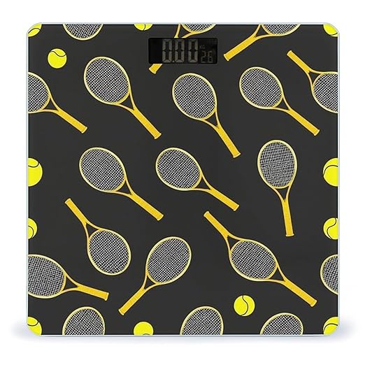 Men's Smart Scale for Body Weight Digital Bathroom Weighing Scale Automatic Switch Energy Saving Scale Funny Colourful Tennis Racquets and Tennis Balls