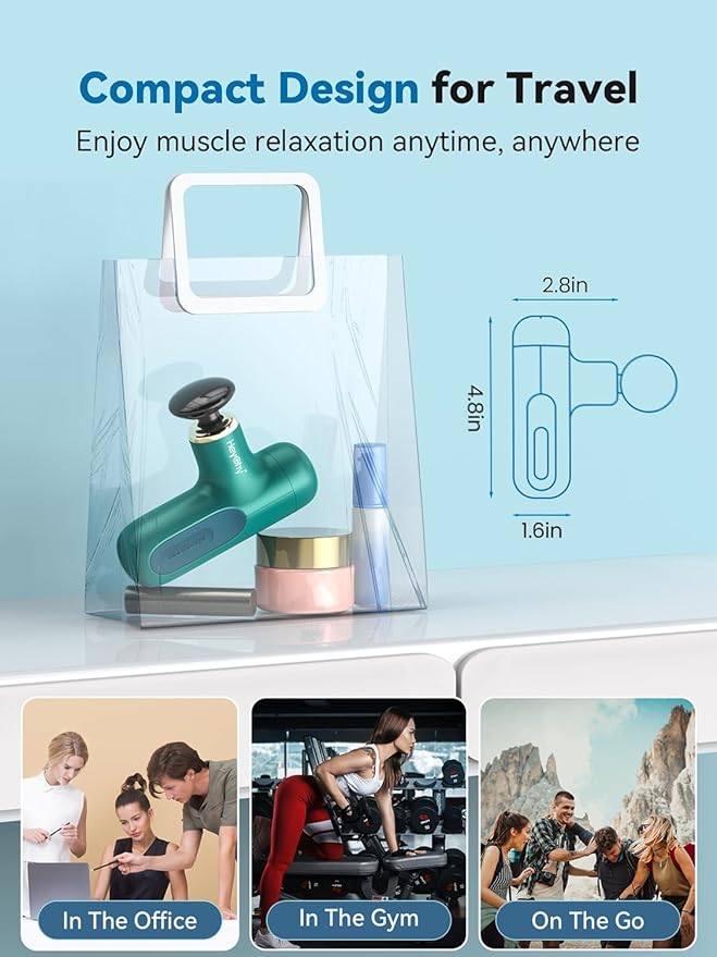 Super Mini Massage Gun Percussion Deep Tissues Muscle Massager Compact Sports Travel Massage Gun Portable Handheld Massager for Home Gym Office Outdoors