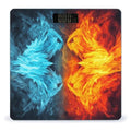 Fire Vs Ice Art Bathroom Scale Large LCD Backlight Display Digital Scale Rounded Corners Body Scales Automatic Power On/Off Bathroom Scales for Home Bedrooms