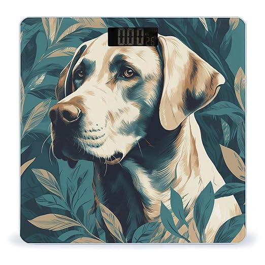 Dog in Leaves Scale for Body Weight Accurate Digital Bathroom Scale Toughened Glass High Precision Scales Smart Weight Scales with Large LCD Backlight Display Weighing Machine