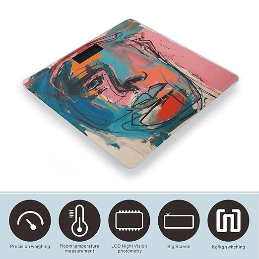 Face and Color Scale for Body Weight Precision Bathroom Weighing Scales with Back Lit LCD Display Sturdy Tempered Glass Body Weight Scales Digital Bathroom Scale 400lb