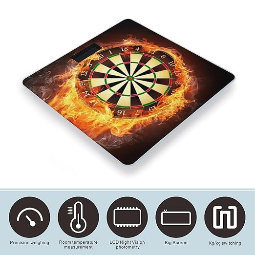 Dart Board Scale for Body Weight Anti-Slip Sturdy Tempered Glass Weighing Machine Highly Digital Accurate Bright LCD Bathroom Scale for Household Gift