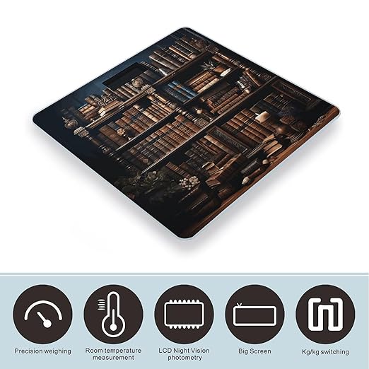 Books on The Bookshelf Scale for Body Weight Sturdy Tempered Glass Weighing Scales with LCD Display Accurate Digital Bathroom Scale Convenient Body Fat Smart Scales 400lb