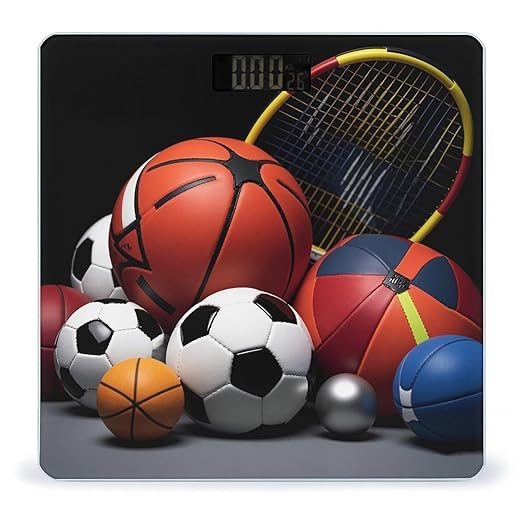 Sports Themed Smart Scale for Body Weight Accurate Bathroom Scale with LED Display Digital Weight Scales Weighing Machine High Precision Scales for Bath Home