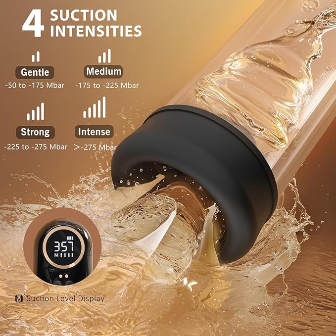 Penile Traction Device Condones 6X Suction &amp Pumping Training Device Bigger &amp Harder &amp Longer Y324* (Black + Gold)