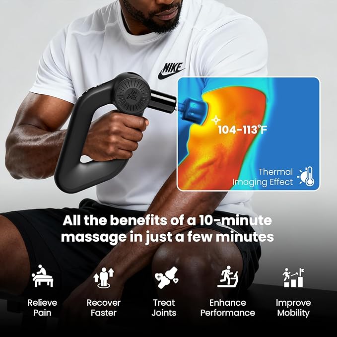 BOB AND BRAD D6 Pro Max+ Massage Gun with Heat and Cold Powerful Deep Tissue Percussion Massager with 16mm Amplitude FSA Eligible &amp HSA Approved Professional Muscle Massager Gun for Athletes