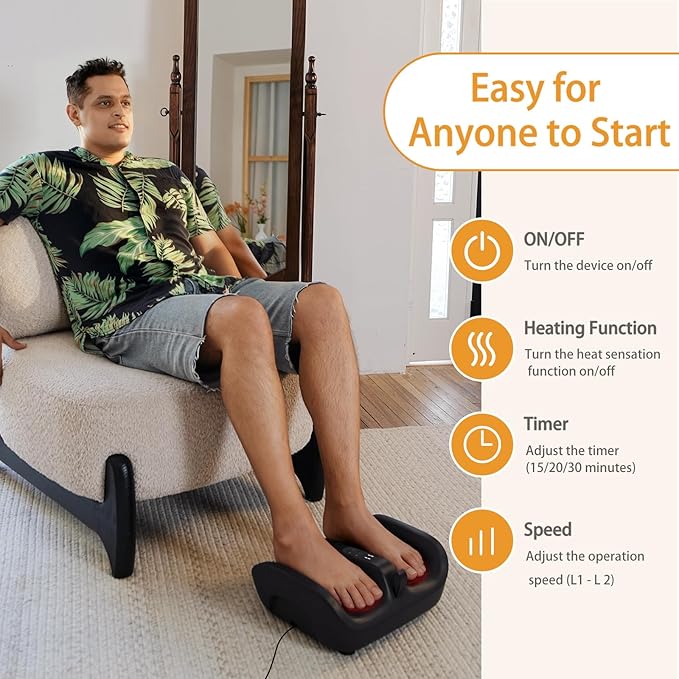 Shiatsu Foot Massager Machine with Heat Ankles and Calves Massager Deep Kneading + Rapid Vibration Dual Therapy Pain Relief Gifts for Women &amp Men