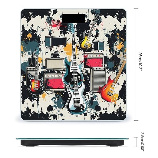 Rock Music Pattern Scale for Body Weight Digital Bathroom Scale Accurate Smart Weight Scales with Large Display Weighing Machine High Precision Scales