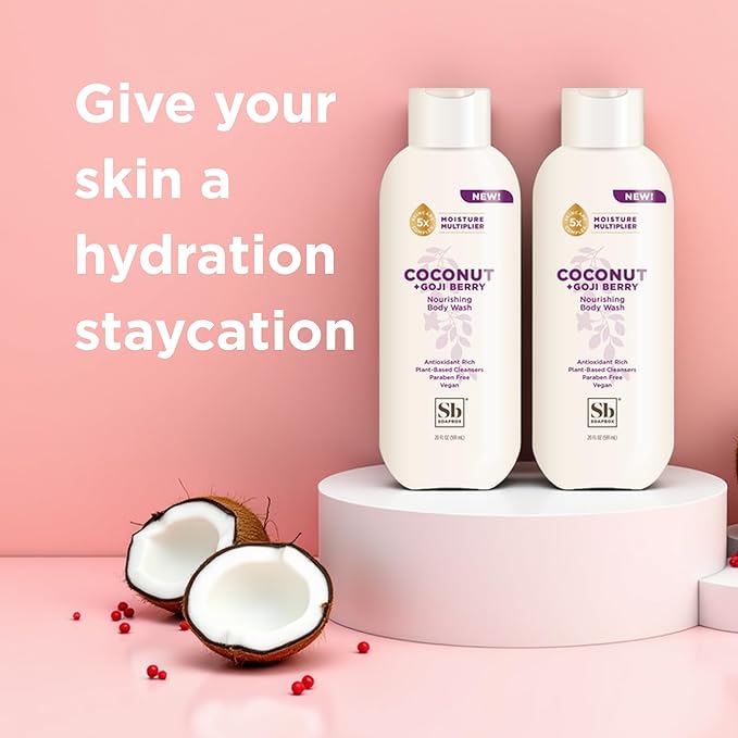 Soapbox Body Wash Coconut + Goji Berry Body Wash for Women Men Vegan + Antioxidant Rich Moisturizing Soap with Shea Butter Peptides &amp Keratin Promoting B3 3 Pack 20oz Each