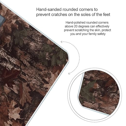 Outfitter Tuff Camo Scale with LCD Precision Weighing Scales Sturdy Tempered Glass Weight Scales Easy-to-Read Anti-Slip Weight Digital Bathroom Scale for Daily