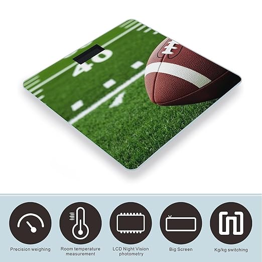 Energy Saving Scale Bathroom Weighing Scale Smart Scale for Body Weight Digital Retro Grunge American Football Field