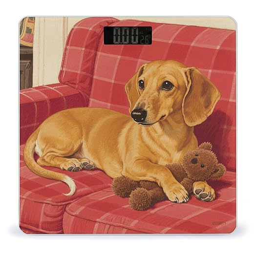 Dachshund Weiner Pet Dog Bathroom Scale for Body Weight Bathroom Digital Electronic Weighing Scale with Back Lit LED Display Sturdy Tempered Glass Weight Watchers Scales 400lb