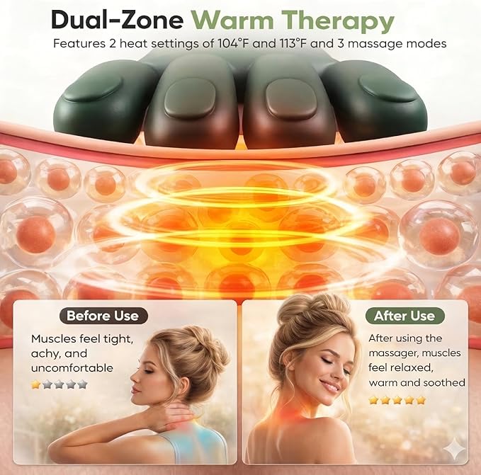 N7 Bionic Neck and Shoulder Massager Heated Real-Hand Massagers with Fingers for Back Muscle Pain Relief Portable &amp Lightweight Design