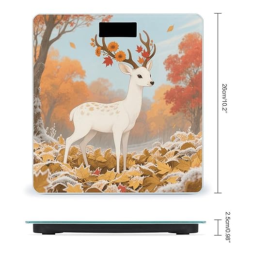Deer Wearing Flowers Weight Scale Large Digital Bathroom Scales with Bright LED Display Non Slip Digital Scale and Step On Fashion Weighing Machine for Body
