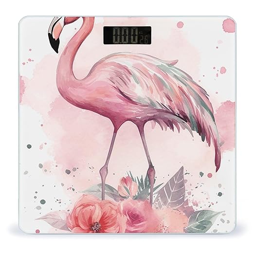 Vintage Boho Flamingo Florals Scale for Body Weight Digital Bathroom Scale Precision Smart Weighing Scales with Clear LED Display Accurate High Precision Scales Weighing Machine