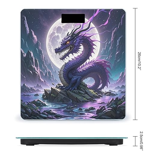 Purple Dragon Purple Moon Bathroom Scale Automatic Power On/Off Body Scales LCD Backlight Display Square Digital Scale Rounded Corners Bathroom Scales for Home Bedrooms