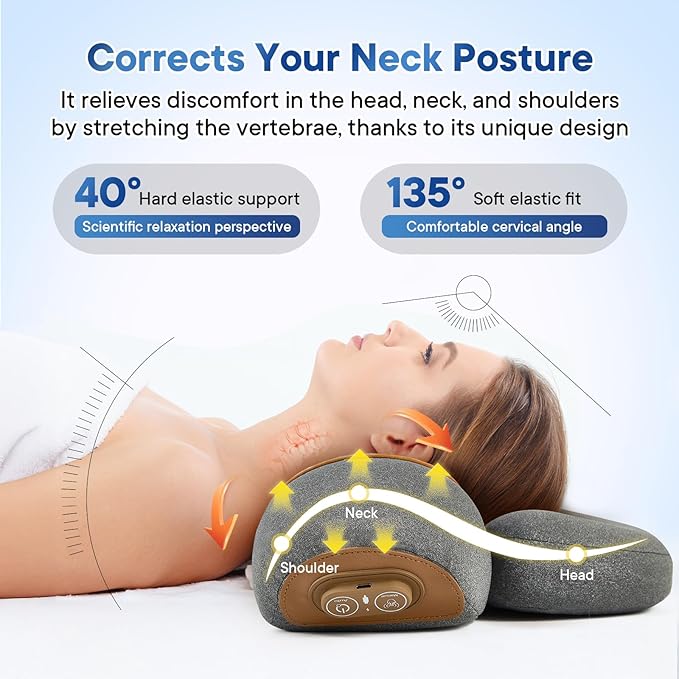 Neck Massager Pillow 3-in-1 Neck Massager Traction Massage with Heat Neck Pillow for Shoulder Pain Deep Tissue Pain ReliefRechargeable PillowIdeal Gift for Parents