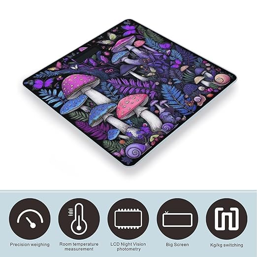 Automatic Switch Digital Bathroom Weighing Scale Smart Scale for Body Weight Witch Mystery Magic Mushroom Purple Leaf Trippy Mushrooms