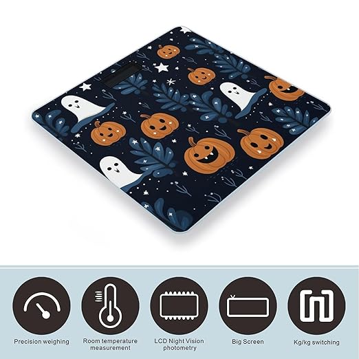 Cartoon Pumpkin Head Bathroom Scale for Body Weight Bathroom Weighing Scale with Backlit LCD Display Highly Accurate Measures Weight Up to 180kg