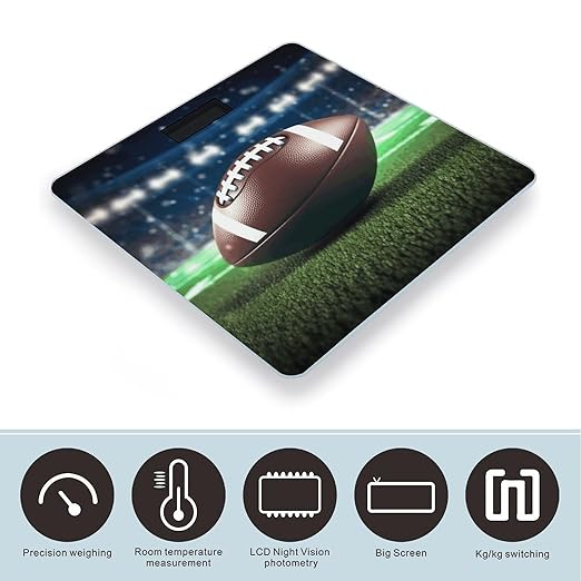 Football and Grass Scale for Body Weight High Precision Digital Weight Scales with LCD Display Anti-Slip Sturdy Slim Tempered Glass Bathroom Scale for Home Use