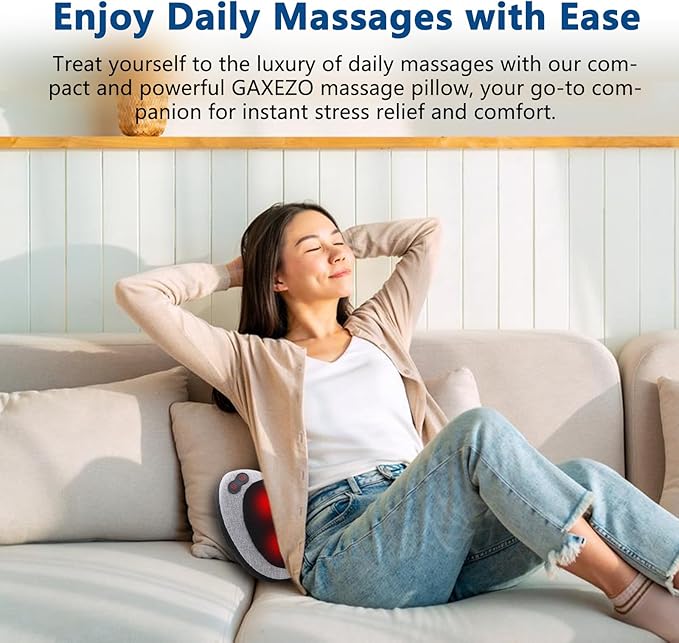 Massage Pillow Neck and Back Massager with Heat Shiatsu Massage Pillow for for Back Shoulder Leg Foot Gift for Men Women Mom Dad Stress Relax at Home Office and Car
