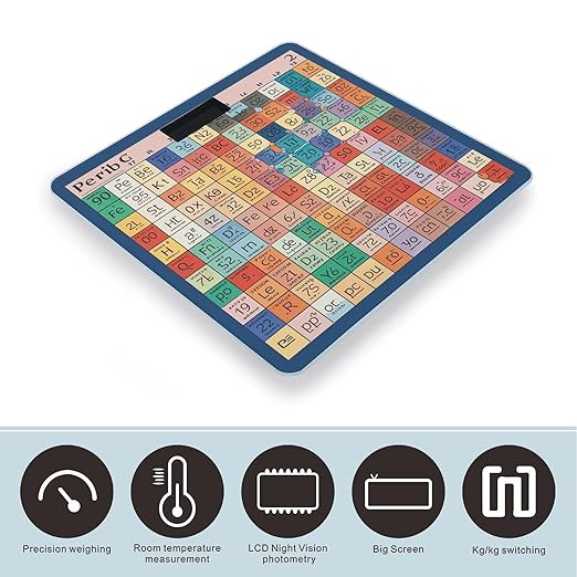 Periodic Table of Elements Scale for Body Weight Accurate Digital Bathroom Scale Toughened Glass High Precision Scales Smart Weight Scales with Large LCD Backlight Display Weighing Machine